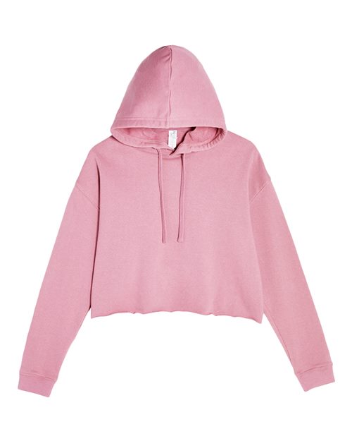 Women's Cropped Fleece Hooded Sweatshirt - Mauve