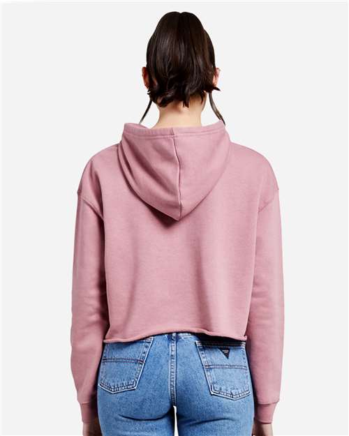 Women's Cropped Fleece Hooded Sweatshirt - Mauve