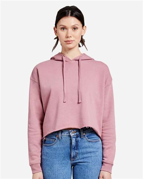 Women's Cropped Fleece Hooded Sweatshirt - Mauve