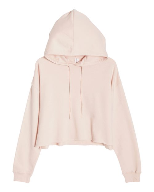 Women's Cropped Fleece Hooded Sweatshirt - Pale Pink