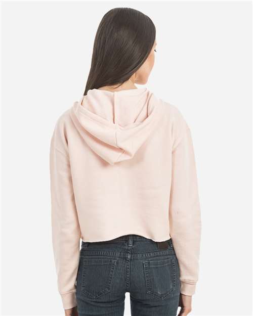 Women's Cropped Fleece Hooded Sweatshirt - Pale Pink