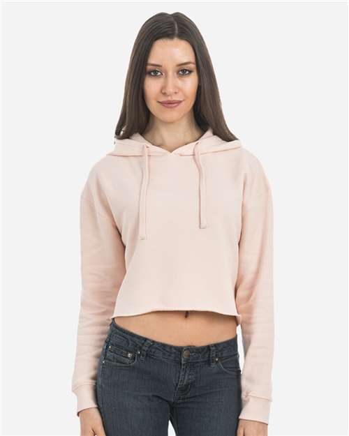 Women's Cropped Fleece Hooded Sweatshirt - Pale Pink