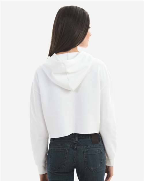 Women's Cropped Fleece Hooded Sweatshirt - White