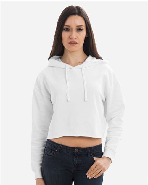 Women's Cropped Fleece Hooded Sweatshirt - White
