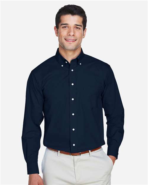 Men's Tall Crown Collection® Broadcloth Woven Dress Shirt - Navy