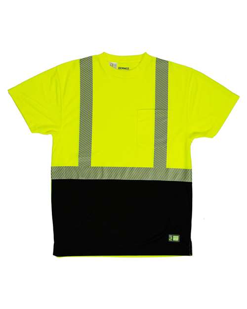 Men's Hi-Vis Class 2 Color Blocked Pocket T-Shirt - Hi Vis Yellow