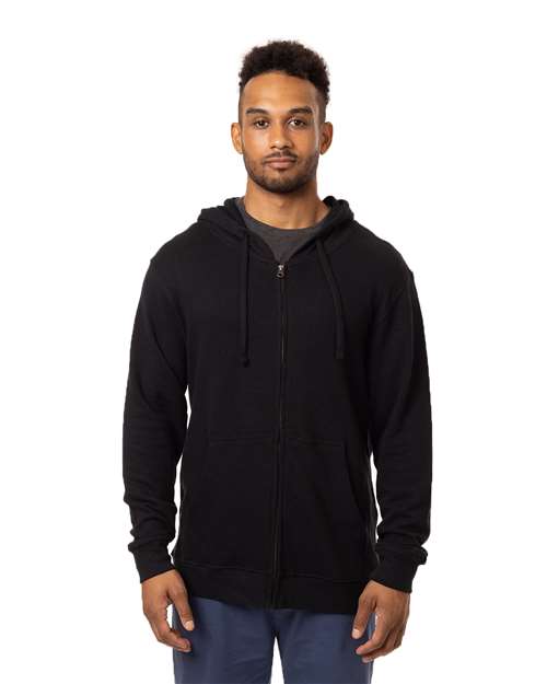 Unisex Hemp Hero Full-Zip Hooded Sweatshirt - Washed Black