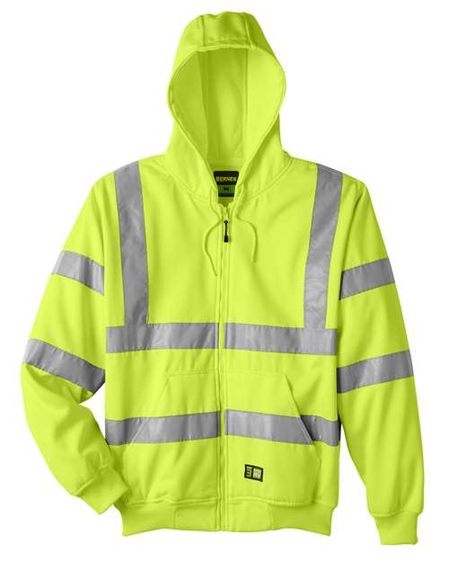 Men's Berne Hi-Vis Class 3 Lined Hooded Sweatshirt - Yellow