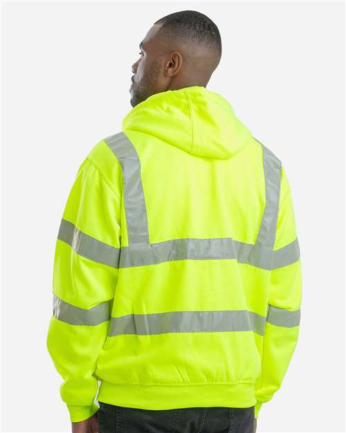 Men's Berne Hi-Vis Class 3 Lined Hooded Sweatshirt - Yellow