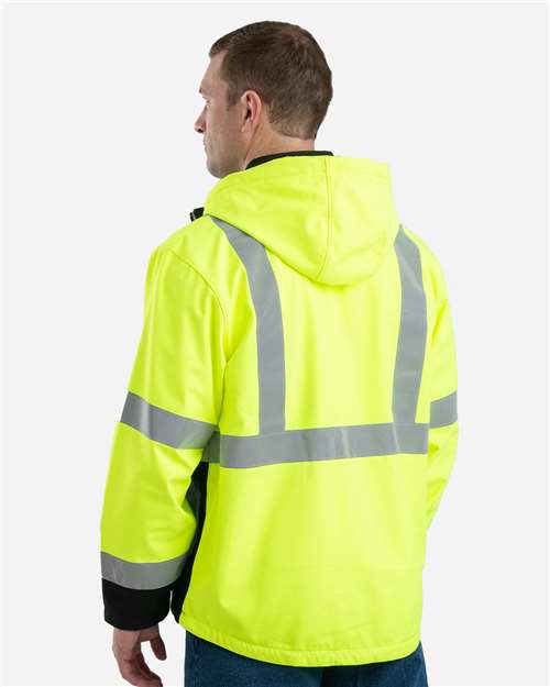 Men's Hi-Vis Class 3 Hooded Soft Shell Jacket - Yellow