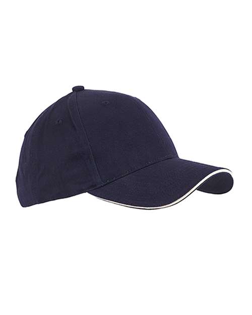 Brushed Twill Sandwich Cap - Navy/ Stone