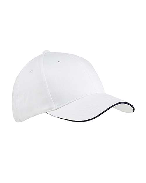Brushed Twill Sandwich Cap - White/ Navy