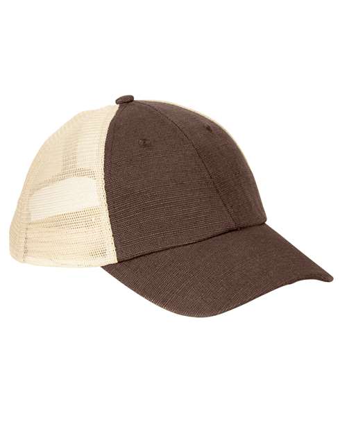 Washed Hemp Soft Mesh Trucker Cap - Earth/ Oyster