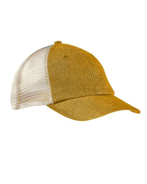 Washed Hemp Soft Mesh Trucker Cap - Old Gold/ Oyster