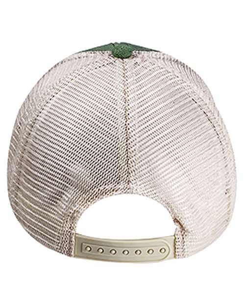 Washed Hemp Soft Mesh Trucker Cap - Olive/ Oyster