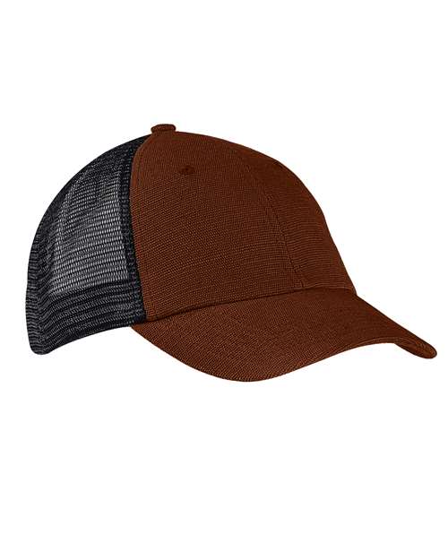 Washed Hemp Soft Mesh Trucker Cap - Sienna/ Black