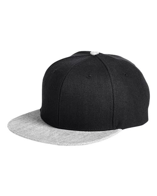 Flat Bill Sport Cap - Black/ Heather Grey