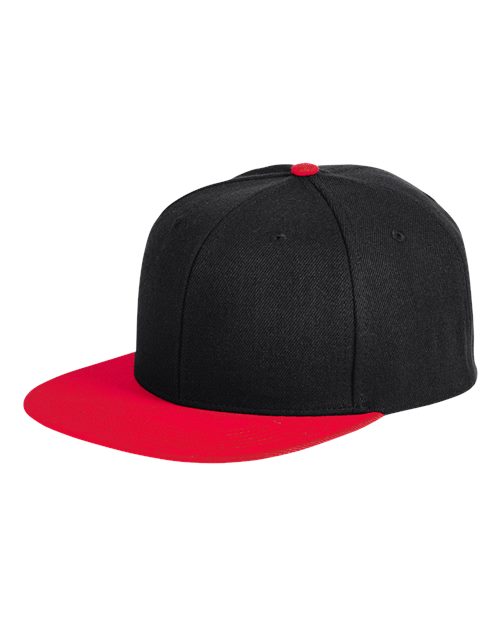 Flat Bill Sport Cap - Black/ Red