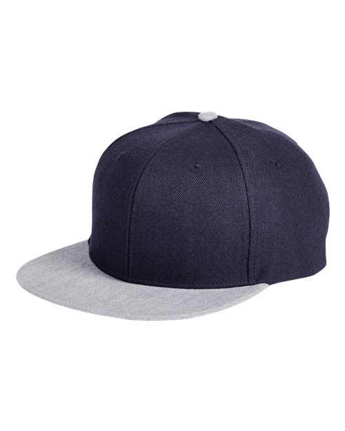 Flat Bill Sport Cap - Navy/ Heather Grey