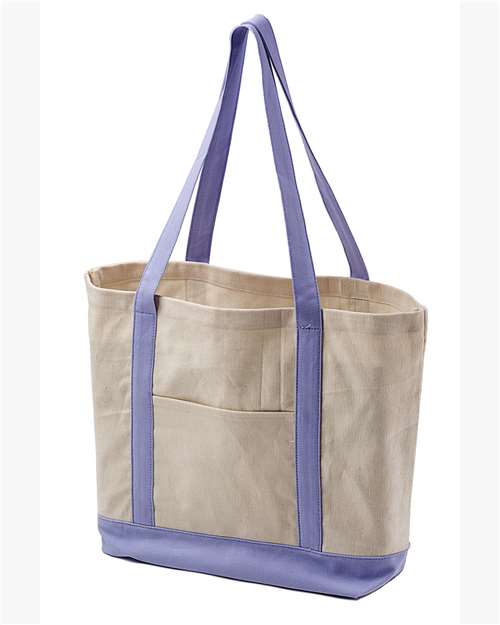 Canvas Tote - Natural/ Light Blue