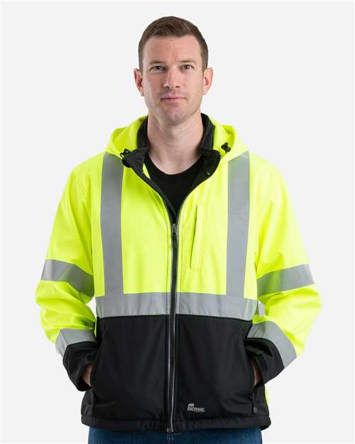 Men's Tall Hi-Vis Class 3 Hooded Soft Shell Jacket - Yellow