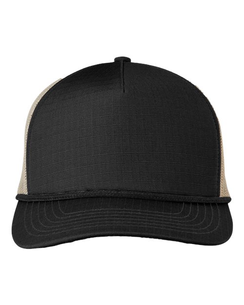 Lariat Ripstop Trucker Cap - Black/ Black Rope