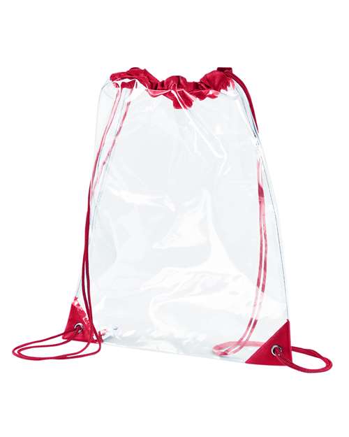 PVC Clear Drawstring Bag - Red