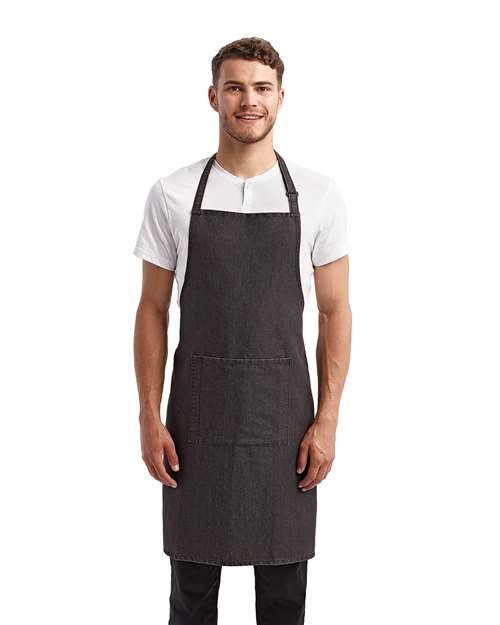 Recycled Pocket Bib Apron - Black Denim