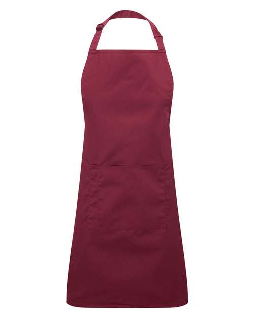 Recycled Pocket Bib Apron - Burgundy