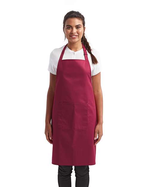 Recycled Pocket Bib Apron - Burgundy