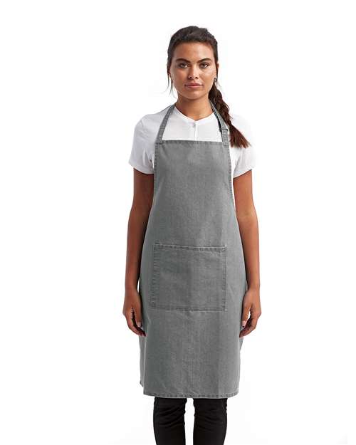Recycled Pocket Bib Apron - Grey Denim