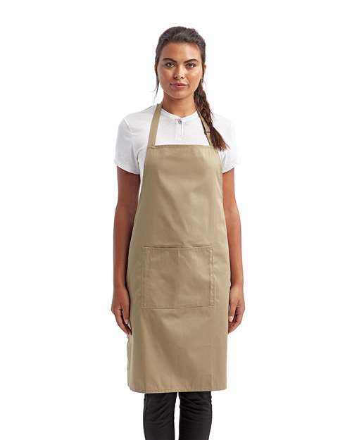 Recycled Pocket Bib Apron - Khaki