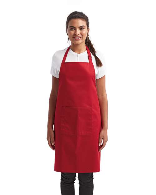 Recycled Pocket Bib Apron - Red