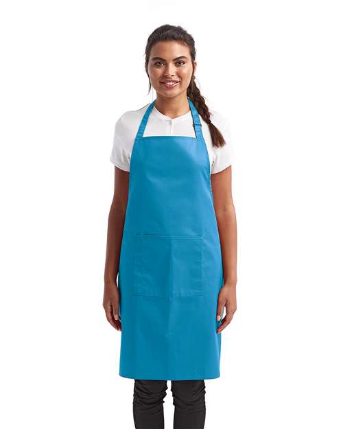 Recycled Pocket Bib Apron - Turquoise