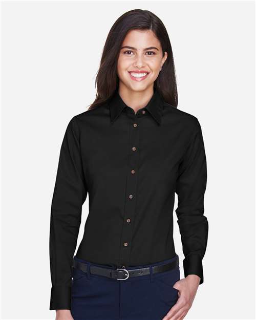Women's Easy Blend™ Long Sleeve Twill Dress Shirt with Stain-Release - Black
