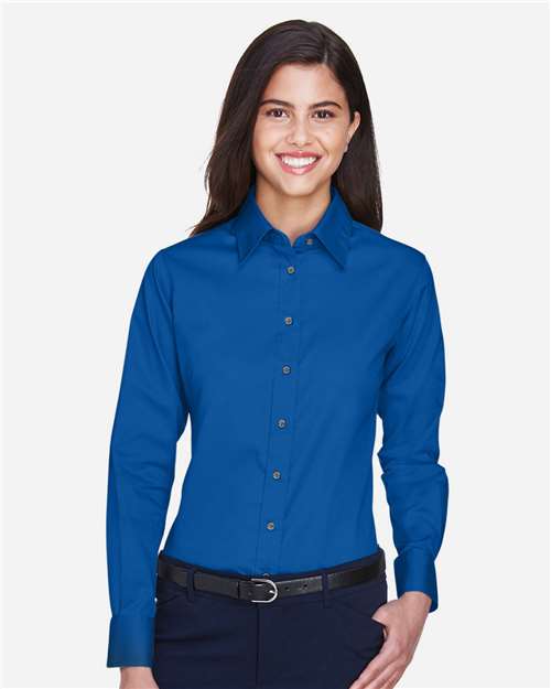 Women's Easy Blend™ Long Sleeve Twill Dress Shirt with Stain-Release - French Blue