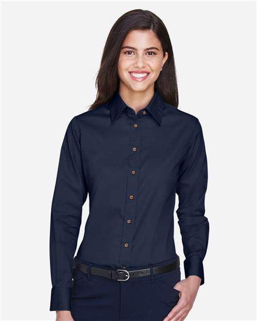 Women's Easy Blend™ Long Sleeve Twill Dress Shirt with Stain-Release - Navy