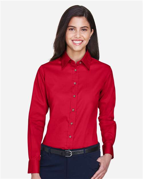 Women's Easy Blend™ Long Sleeve Twill Dress Shirt with Stain-Release - Red