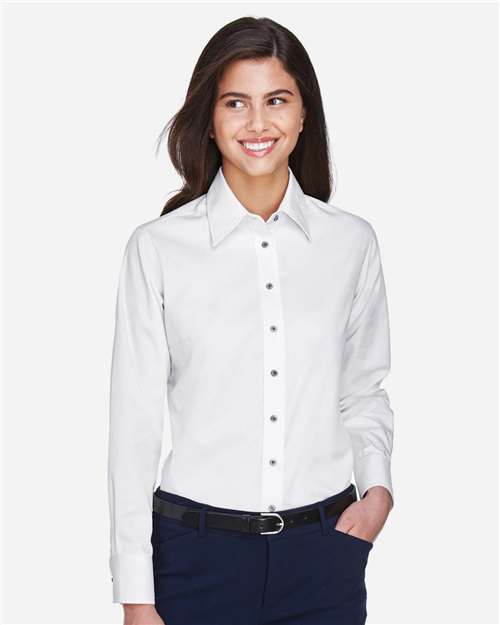 Women's Easy Blend™ Long Sleeve Twill Dress Shirt with Stain-Release - White