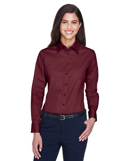 Women's Easy Blend™ Long Sleeve Twill Dress Shirt with Stain-Release - Wine