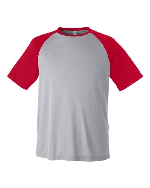 Unisex Zone Colorblock Raglan T-Shirt - Athletic Heather/ Sport Red