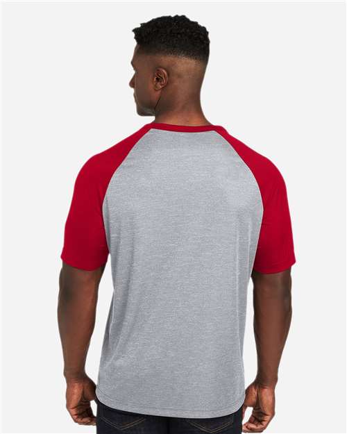 Unisex Zone Colorblock Raglan T-Shirt - Athletic Heather/ Sport Red