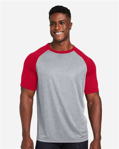 Unisex Zone Colorblock Raglan T-Shirt - Athletic Heather/ Sport Red