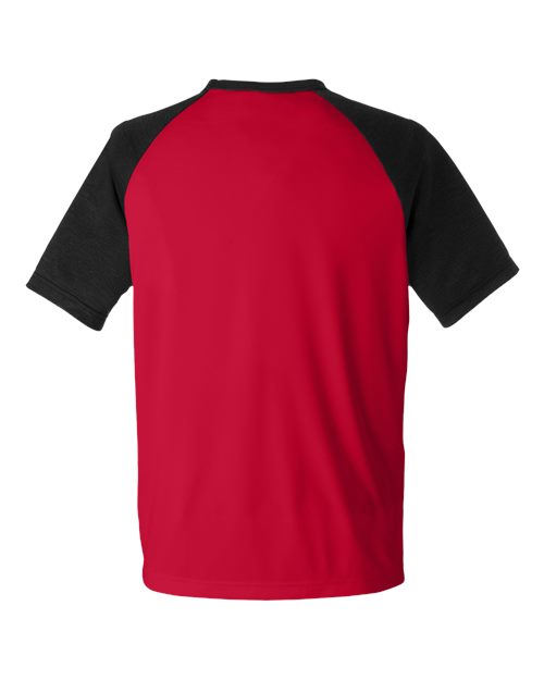 Unisex Zone Colorblock Raglan T-Shirt - Sport Red/ Black Heather