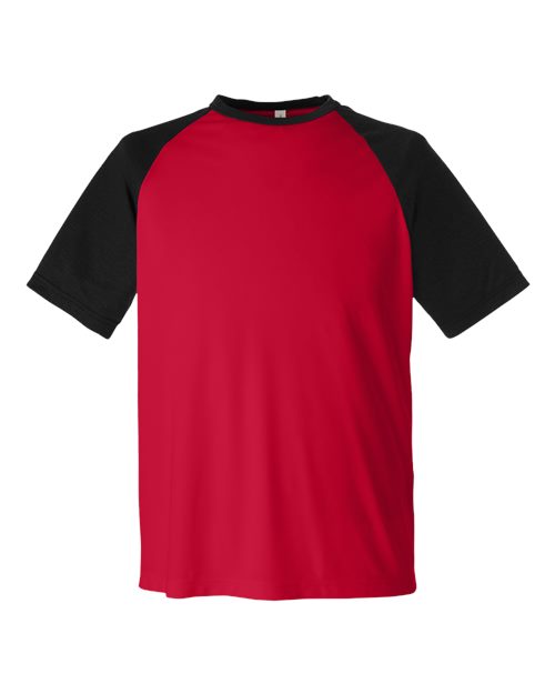 Unisex Zone Colorblock Raglan T-Shirt - Sport Red/ Black Heather