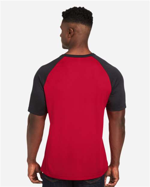 Unisex Zone Colorblock Raglan T-Shirt - Sport Red/ Black Heather