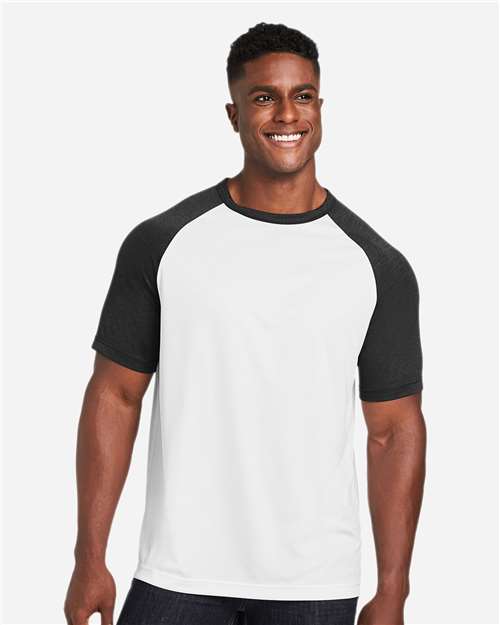 Unisex Zone Colorblock Raglan T-Shirt - White/ Black Heather