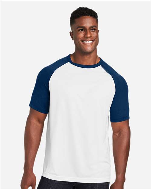Unisex Zone Colorblock Raglan T-Shirt - White/ Sport Dark Navy Heather