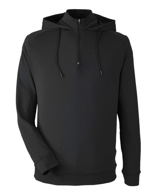 Unisex Vandyke Quarter-Zip Hooded Pullover - Black/ Black