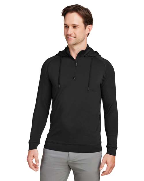 Unisex Vandyke Quarter-Zip Hooded Pullover - Black/ Black